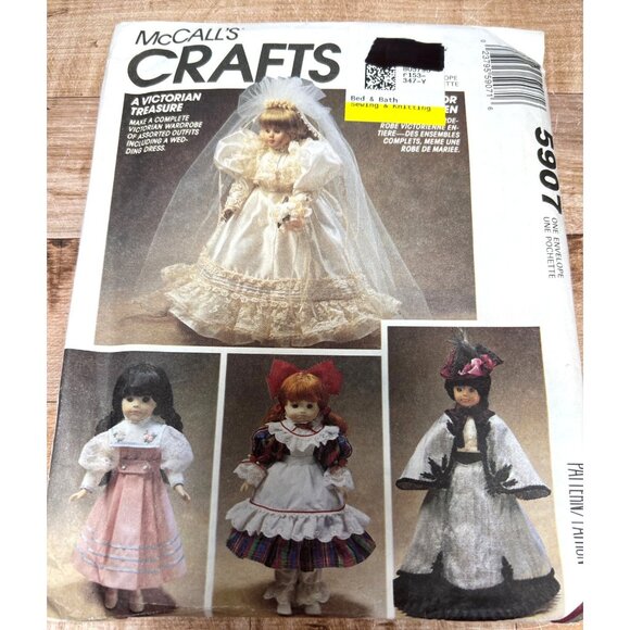 Victorian Doll Dress Sewing Pattern McCalls Crafts 5907 Uncut - Picture 1 of 2